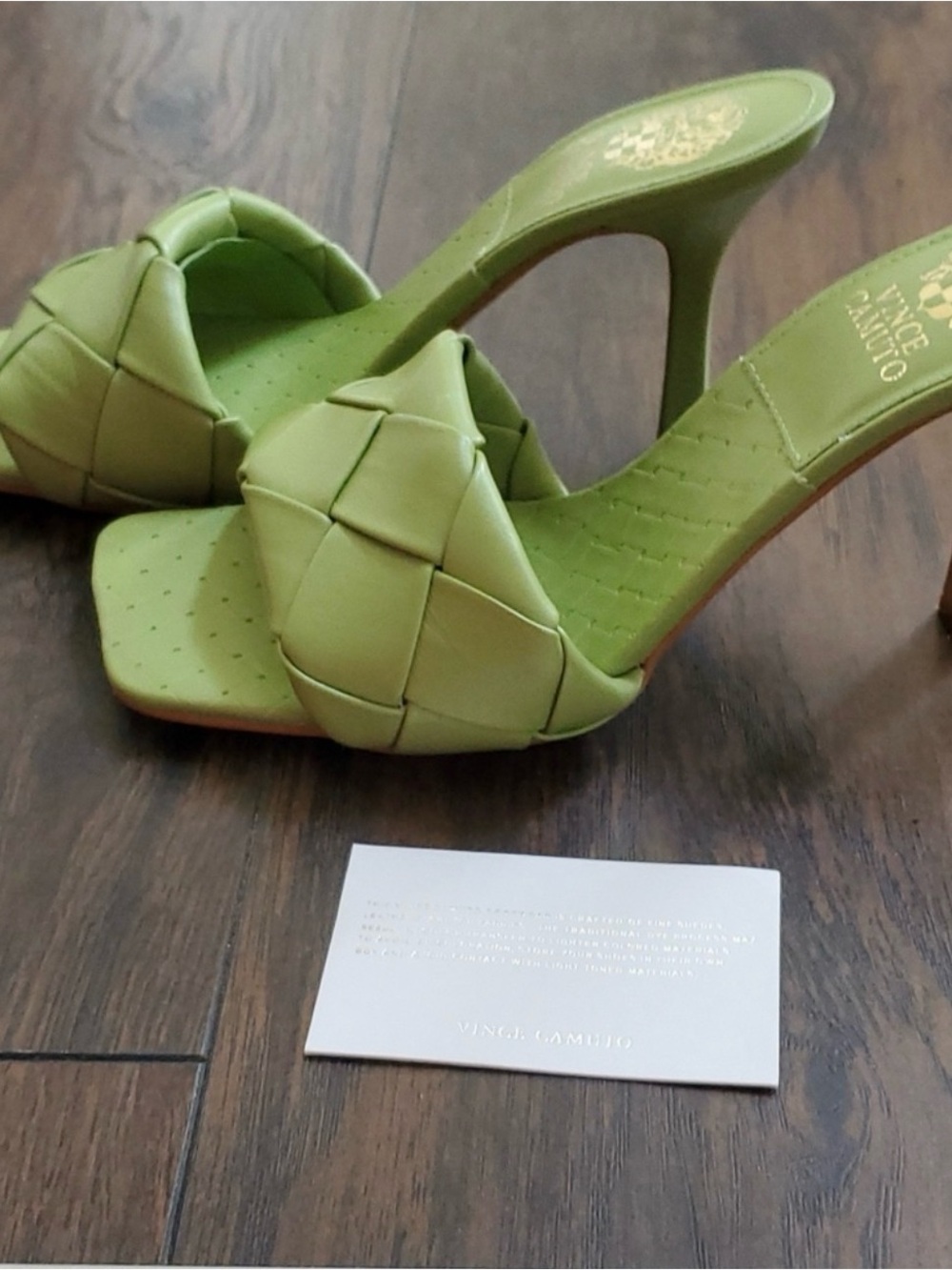 Vince Camuto BRELANIE woven Mule Heel sandal green 8